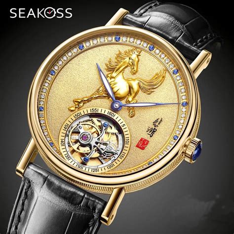 Super Luxury Gold China Tourbillon No1 Watches Men Natural Diamonds