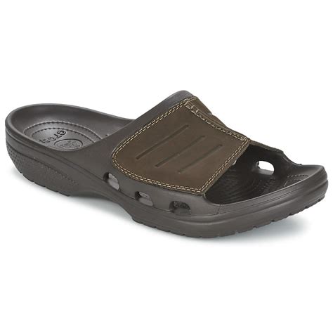 Crocs™ Leather Yukon Mesa Slide Mens Mules Casual Shoes In Brown For