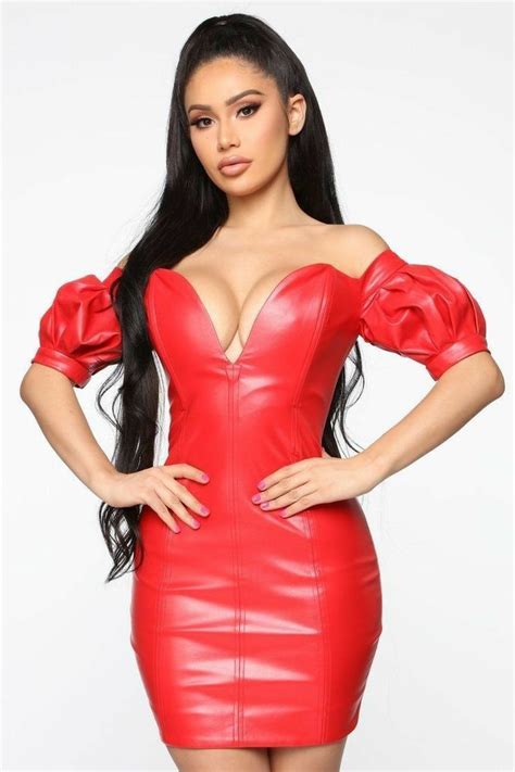 Pin By Helgey On Sexy Red Leather Red Mini Dress Mini Dress Leather