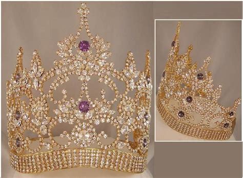 Continental Adjustable Contoured Gold Amethyst Crown Tiara Crowndesigners
