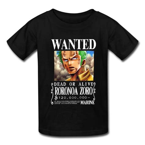 Bolala Custom S Anime One Piece Zoro Wanted T Shirt Tshirt Kinihax