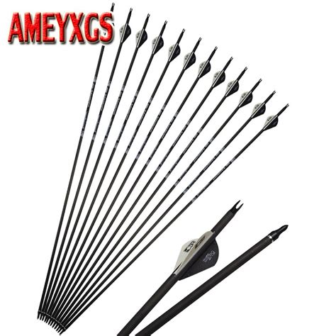 6pcs Spine 350 Archery Pure Carbon Arrows Od 76mm Traditional Bow