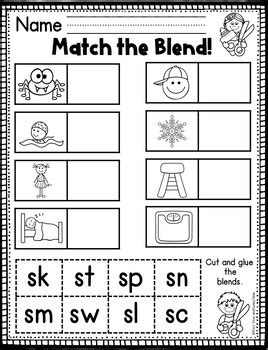 s blends worksheets word work by first tries and sunny skies tpt