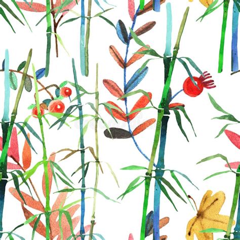Watercolor Illustration Bamboo Stock Illustration Illustration Of