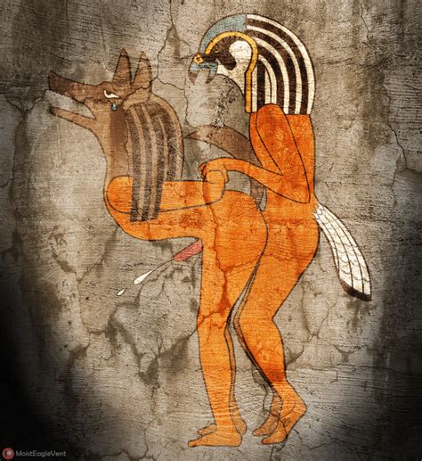 Rule 34 Anubis Avian Bird Deity Egyptian Mythology Erection Gay Horus Jackal Male Malemale