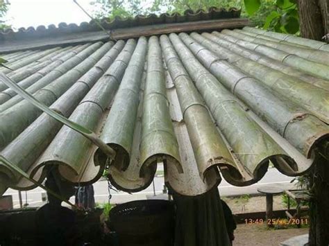 4.a layer of split bamboo is installed on that outer roof. Bamboo Roof Covering & Roofing