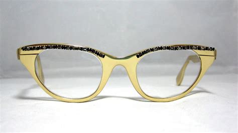 Vintage 50s Tura Eyeglass Frames Gold With Rhinestones Etsy Eyeglasses Frames Eyeglasses