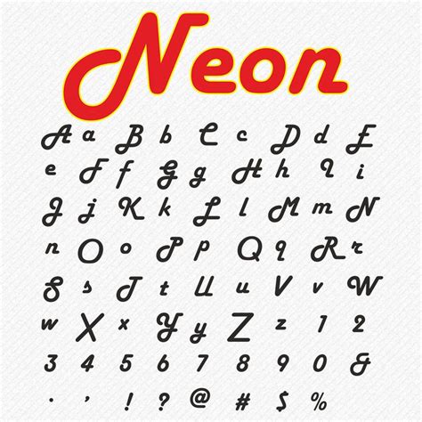 Neon Font Svg Neon Letters Neon Script Svg Bold Font Svg Neon