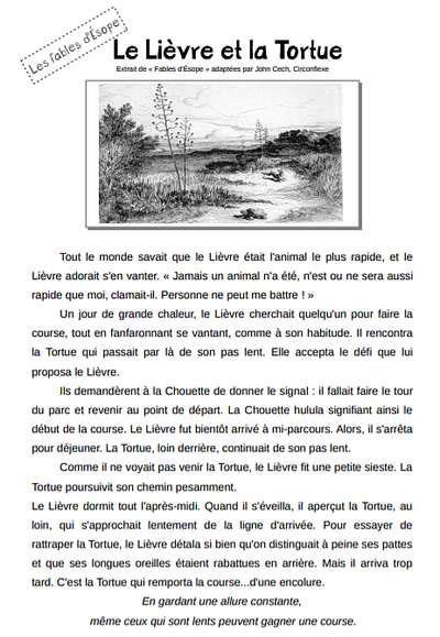 Les Fables de la Fontaine Le Lièvre et la Tortue Ecole Jean Moulin