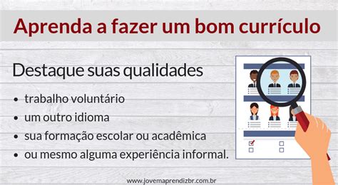 Para a maioria dos jovens brasileiros, obter o primeiro emprego como jovem aprendiz equivale a: Currículo para Primeiro Emprego