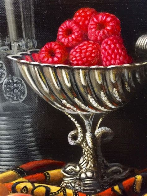 Anne Songhurst Contemporary Still Life Painting Of Fruit And Silver Inspired By The Dutch