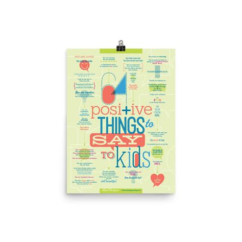 64 Positive Things To Say To Kids Poster Positive Parenting Etsy