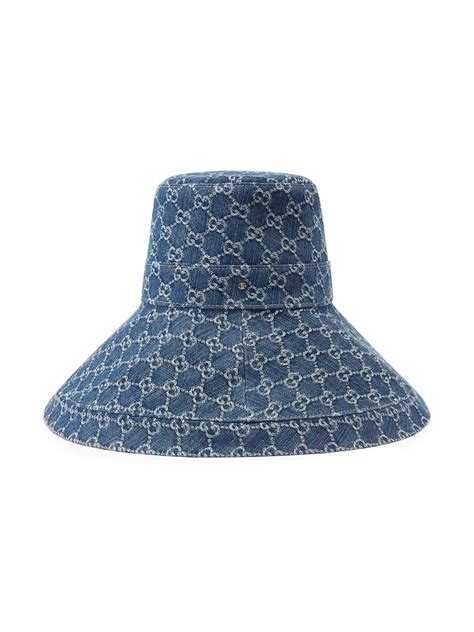 Gucci Gg Supreme Denim Wide Brim Hat Farfetch Denim Wide Brim Hat