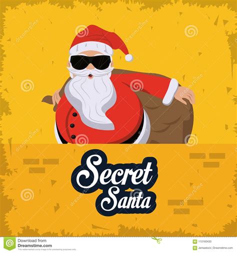 Secret Santa Cartoon Stock Vector Illustration Of Greeting 110160430