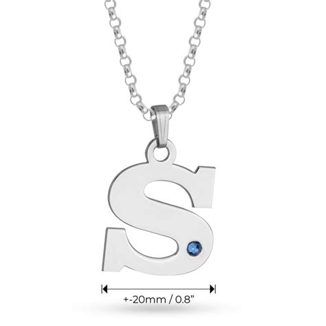 Large Initial Necklace With Birthstone
