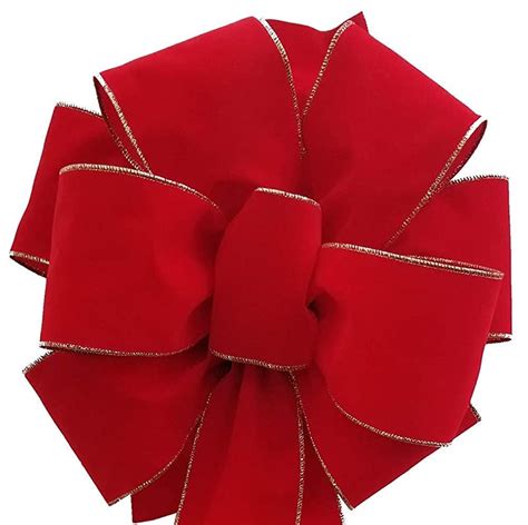 3 Pack Extra Large Bow 12 X 40 Red Velvet Gold Wired Edge 4