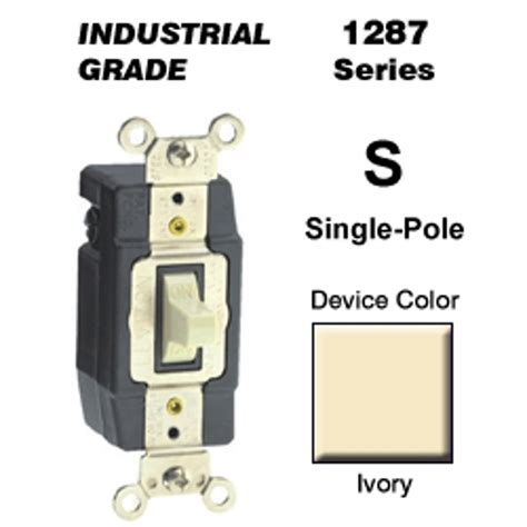 Leviton 1287 I 30 Amp Single Pole Toggle Switch Industrial Ivory