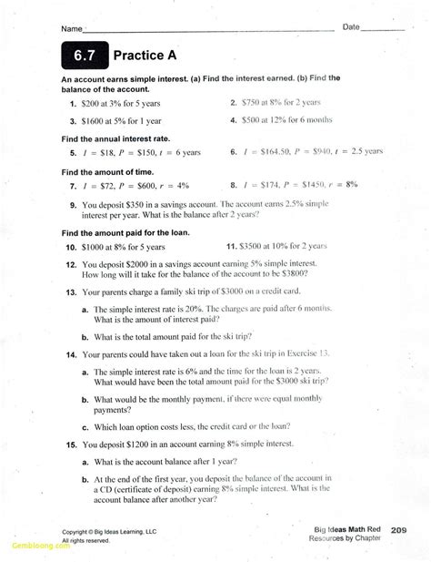 3.0 number of time interest compounded: Simple And Compound Interest Practice Worksheet Answer Key ...