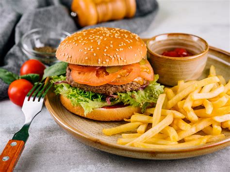 Burger With Beef Cutlet And French Fries Order Delivery Burger With