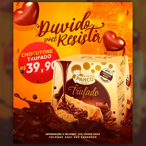 Chocotone Trufado Panetone Chocolate PSD Editável Doce Comida download