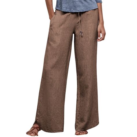 Zanzea Women Drawstring Elastic Waist Casual Trousers Solid Color Loose Straight Pants Walmart