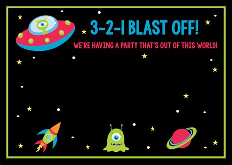 Space Birthday Party Invitations And Party Pack