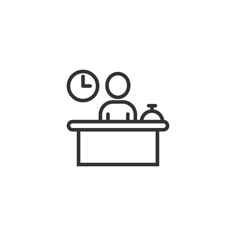 Check In Reception Icon In Flat Style Booking Service Vector