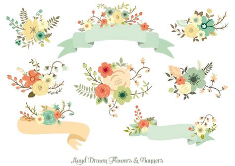 Hand Drawn Flowers & Banners ~ Illustrations ~ Creative Market