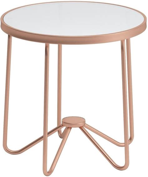 acme furniture alivia white glass top end table with rose gold base wood s furniture