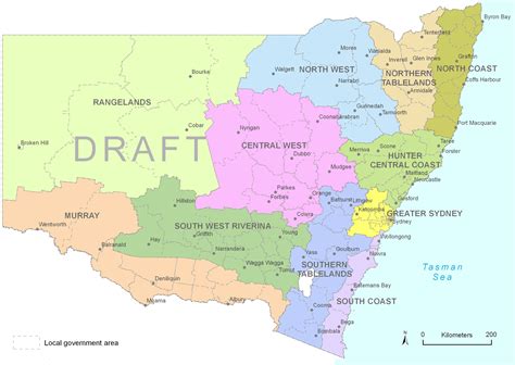 Nsw Local Government Areas Boundaries Map Map Of The Middle East