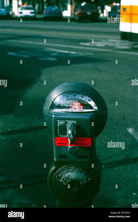 Time Expired Parking Meter With Meter Feeding Prohibited Warning