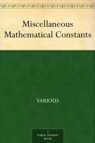 Miscellaneous Mathematical Constants Various Plouffe Simon