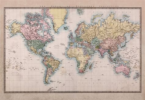 Mercator Projection Political Map Of The World Illustration Wall