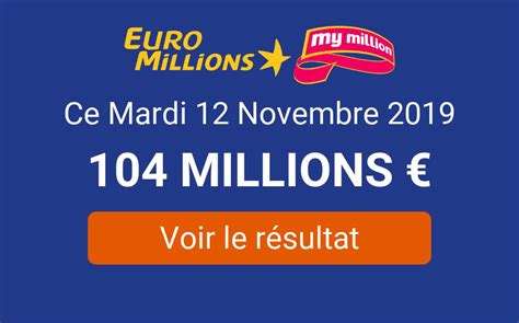 Publiée le 11 juin 2021 à 20:30. ᐅ • Résultat Euromillions My Million du mardi 12 novembre 2019