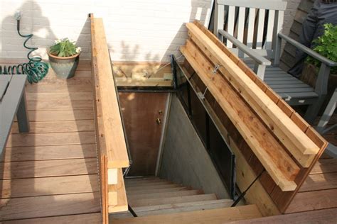 Cover your outside stairwell to prevent basement flooding and water damage and protect your home. IMG_7087 | Exterior stairs, Building stairs, Basement stairs