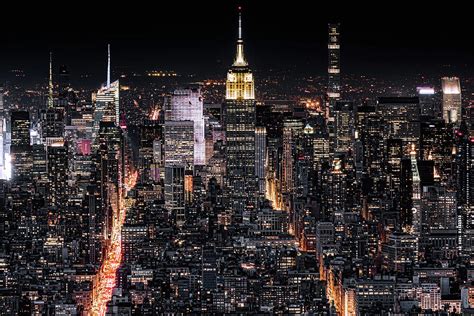 Aerial View Of New York City At Night Photograph By Mihai Andritoiu