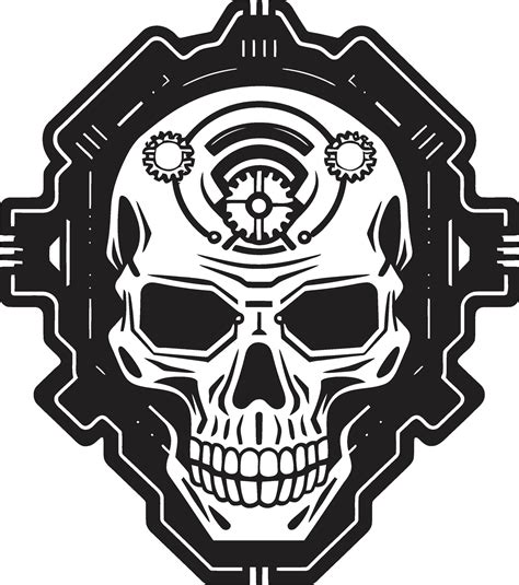 Cyberpunk Skull Emblem The Fusion Of Man And Machine Vector Mechanical