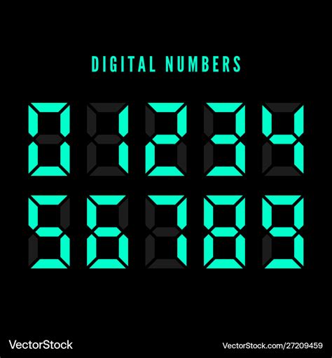 Color Digital Numbers Set Digital Number Font Vector Image