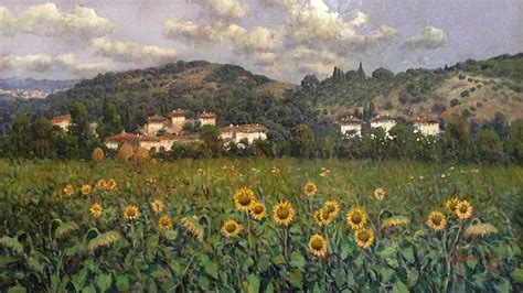 Antonio Sannino Painting Tuscan Sunflower Field Renjeau Art Galleries