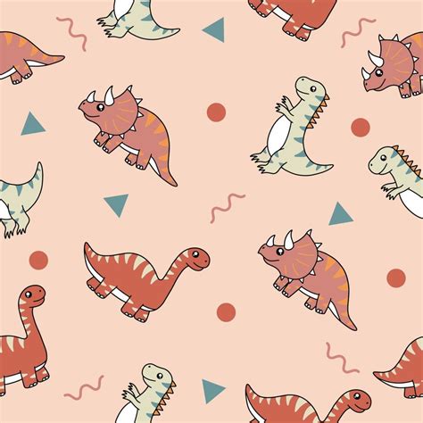 Cute Many Colorful Dinosaur Animal Seamless Pattern Colorful Object