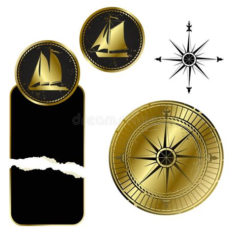 Nautical Stamps Set Stock Vector Illustration Of Anchor 55568151