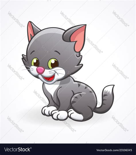 Cute Smiling Cartoon Kitten Cat Sitting Royalty Free Vector