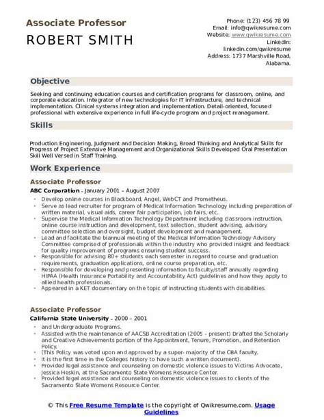 Definition of associate professor in the definitions.net dictionary. Associate Professor Resume Samples | QwikResume