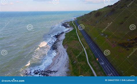 The Beautiful Causeway Coast In Northern Ireland Aerial View Stock
