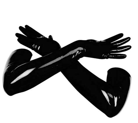 Rubber Arm Long Mittens Fingered Gloves Black Long Gloves Outfits Fetish Long Latex Gloves In