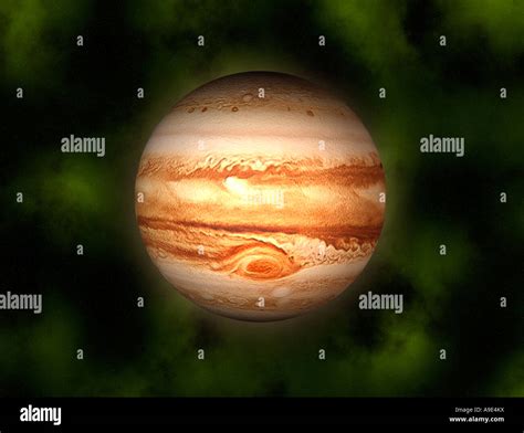 Planet Jupiter With Computer Generated Solar System As Background Stock