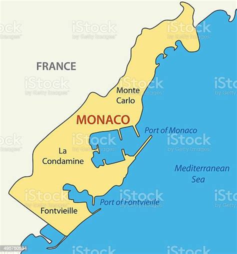 Principality Of Monaco Vector Map Stock Illustration Download Image