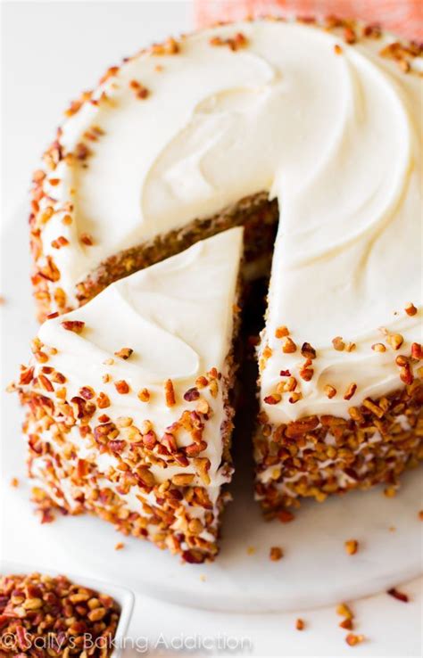 370 calories, 17.5 g total fat (7.5 g saturated fat), 10 g protein, 46 g carbohydrate, 4 g 1 tsp vanilla. My Favorite Carrot Cake Recipe. | Sally's Baking Addiction | Bloglovin'