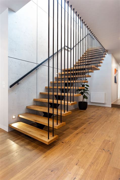 Contemporary Open Tread Staircase Boston Oak Openplan Staircase With