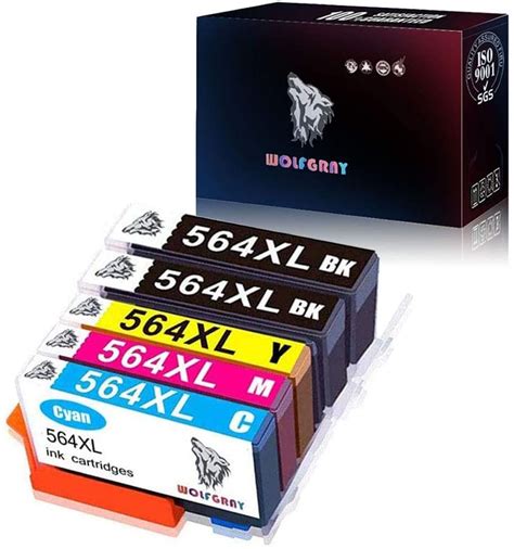 Wolfgray 5 Pack Compatible Ink Cartridge Replacements For Hp 564xl